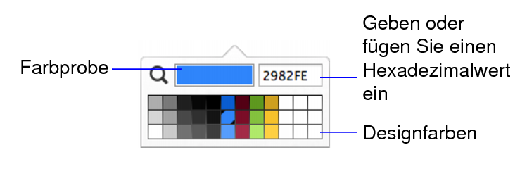 Designfarben in der Farbpalette