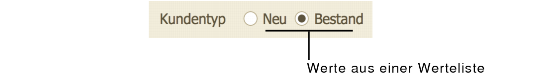 Feld mit Optionsfeldern