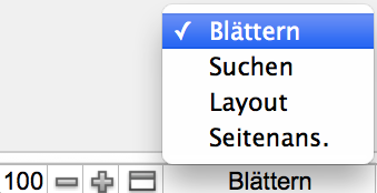 Einblendmenü "Modus"