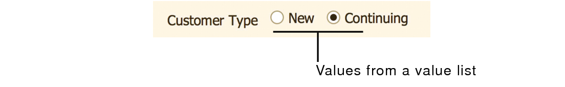 Field displaying radio buttons