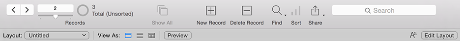 Status toolbar in Browse mode