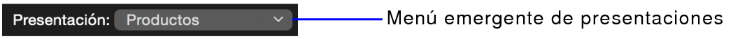 Menú emergente de presentaciones