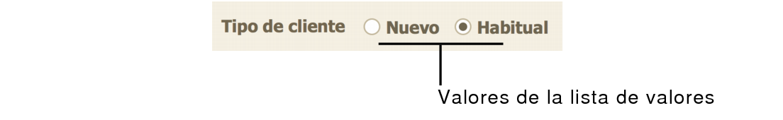 Campo que muestra botones de opción