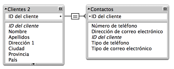 Relación de criterio único entre las tablas Clientes y Contactos