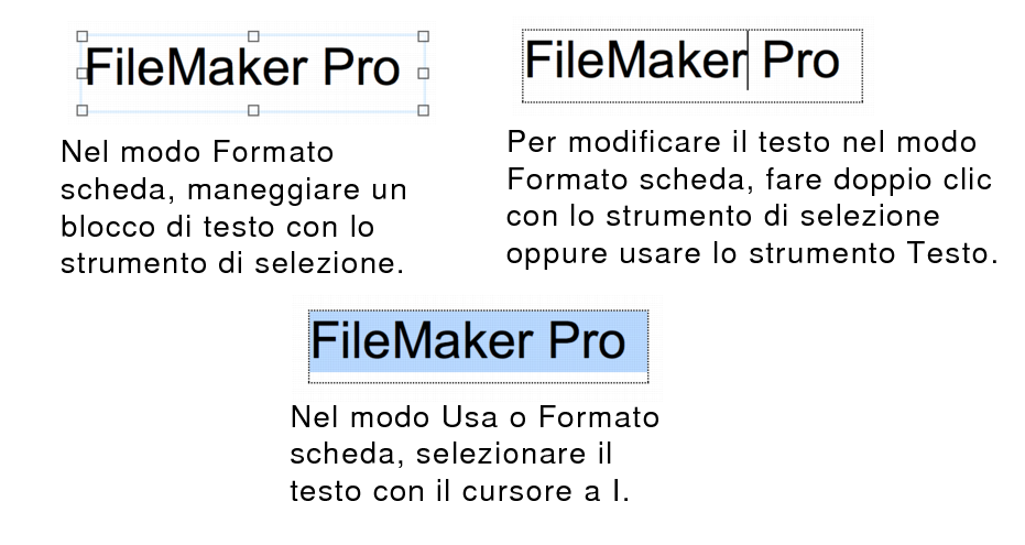 Esempio di selezione del testo