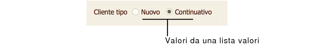 Campo con pulsanti di opzione