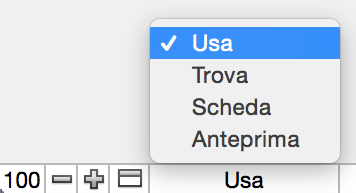 Menu a tendina dei modi