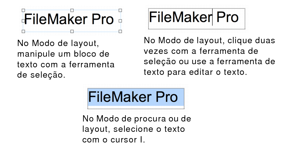 Exemplo de seleção de texto