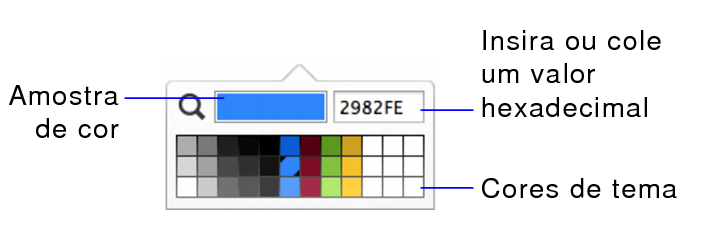 Cores de tema na paleta de cores