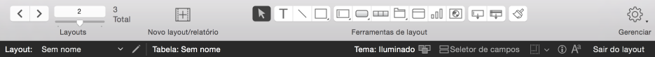 Barra de ferramentas de status no Modo de layout